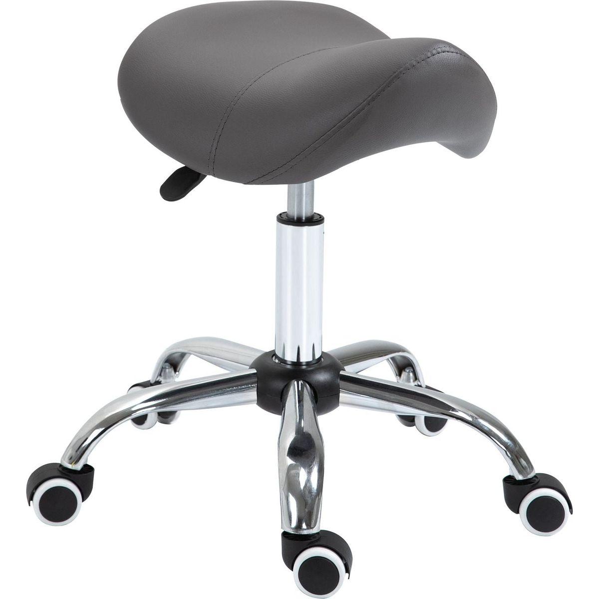 Ergonomic Rolling Saddle Stool PU Leather Hydraulic Spa Stool Height Adjustable Swivel Drafting Medical Salon Chair, Grey