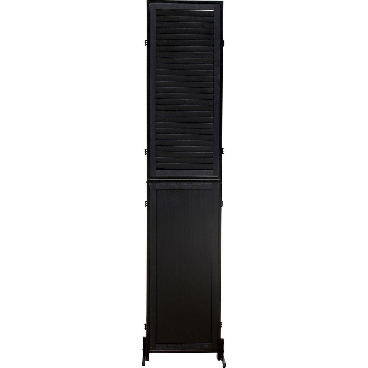 3 Panel Room Divider 6Ft Wood Folding Privacy Screen Black Room Separator Free Standing Wall Dividers (Black)