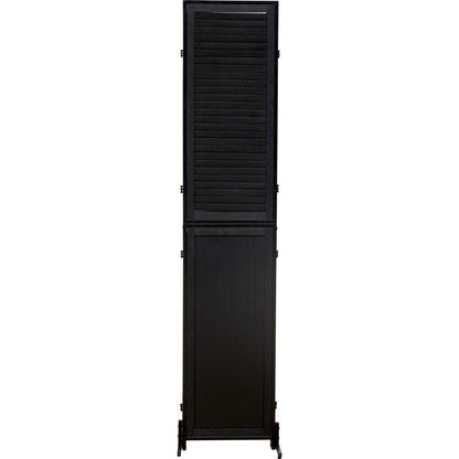3 Panel Room Divider 6Ft Wood Folding Privacy Screen Black Room Separator Free Standing Wall Dividers (Black)
