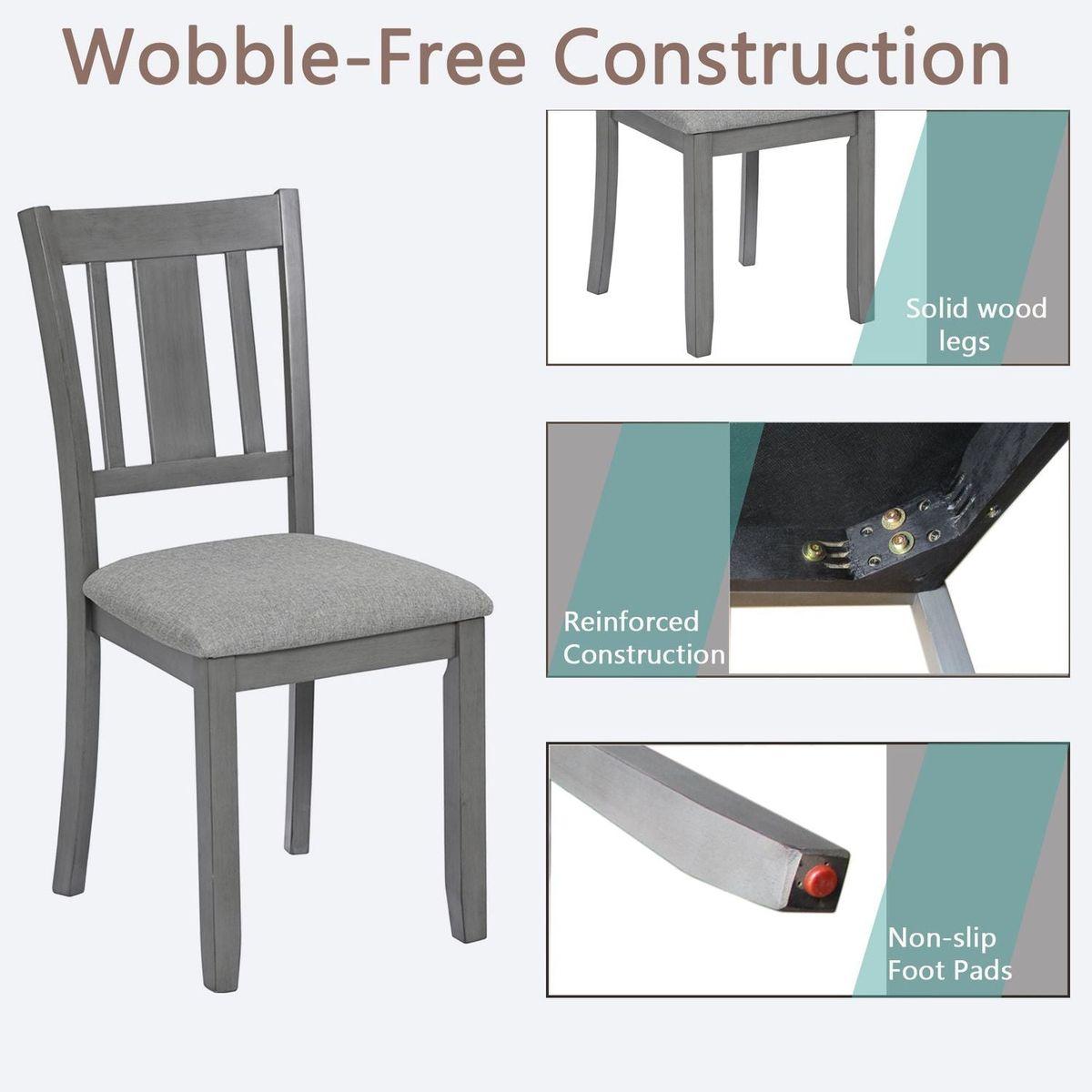 Dining Chairs set for 4,Kitchen Chair with Padded Seat, Side Chair for Dining Room, Gray