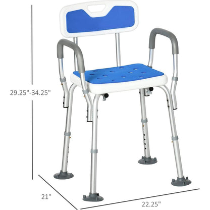 EVA Padded Shower Chair with Arms and Back, Bath Seat with Adjustable Height, Anti-slip Shower Bench for Seniors and Disabled, Tool-Free Assembly, 299lbs