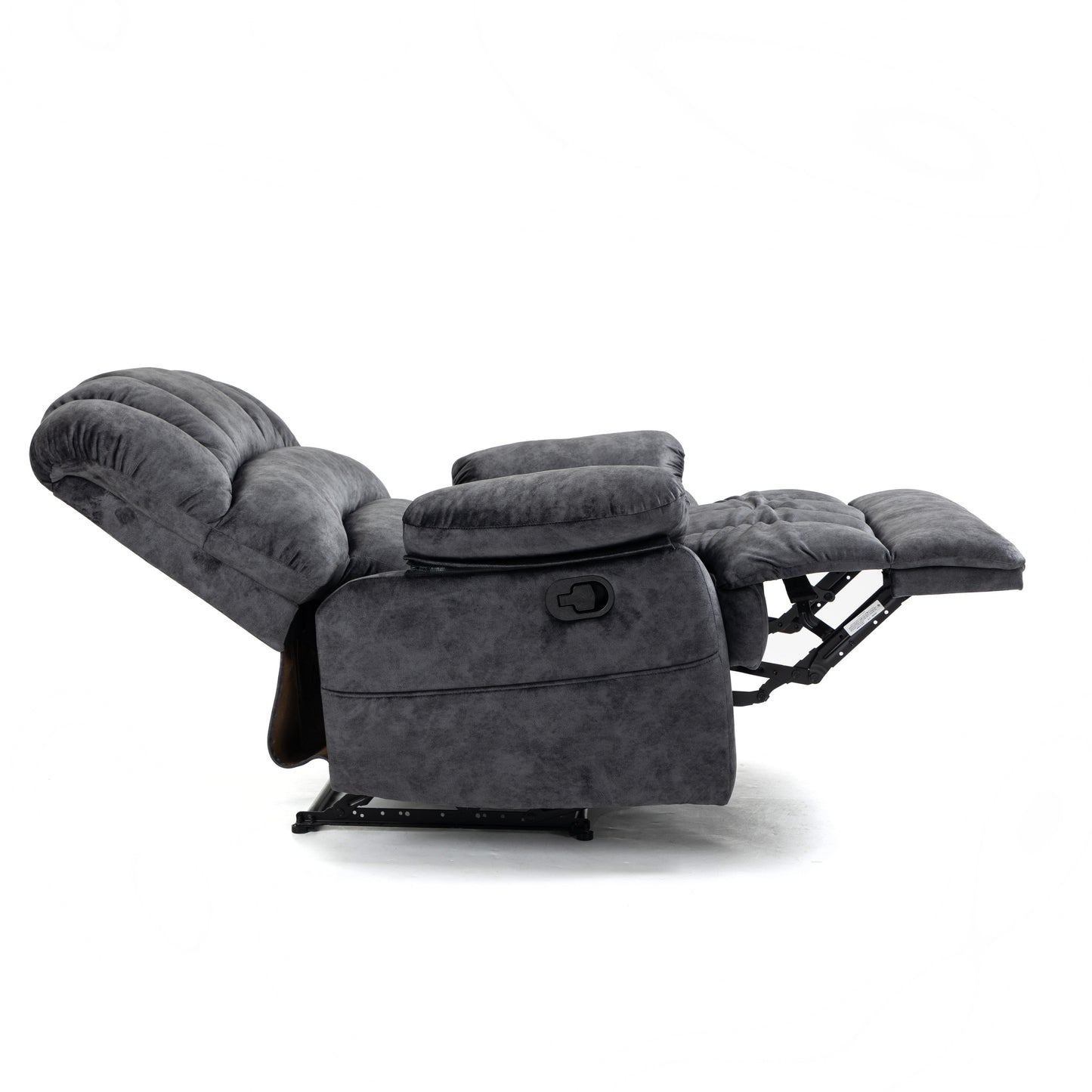 Large Manual Recliner Chair in Fabric for Living Room, Gray