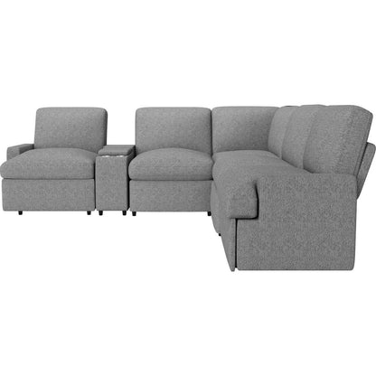 104" Power Recliner Corner Sofa Home Theater Reclining Sofa Sectional Couches with Storage Box, Cup Holders, USB Ports and Power Socket for Living Room, Grey