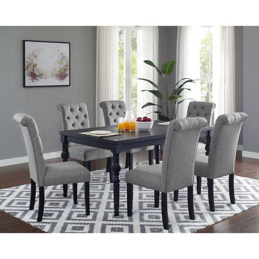 Leviton Urban Style Wood Dark Wash Turned-Leg Dining Set: Table and 6 Chairs