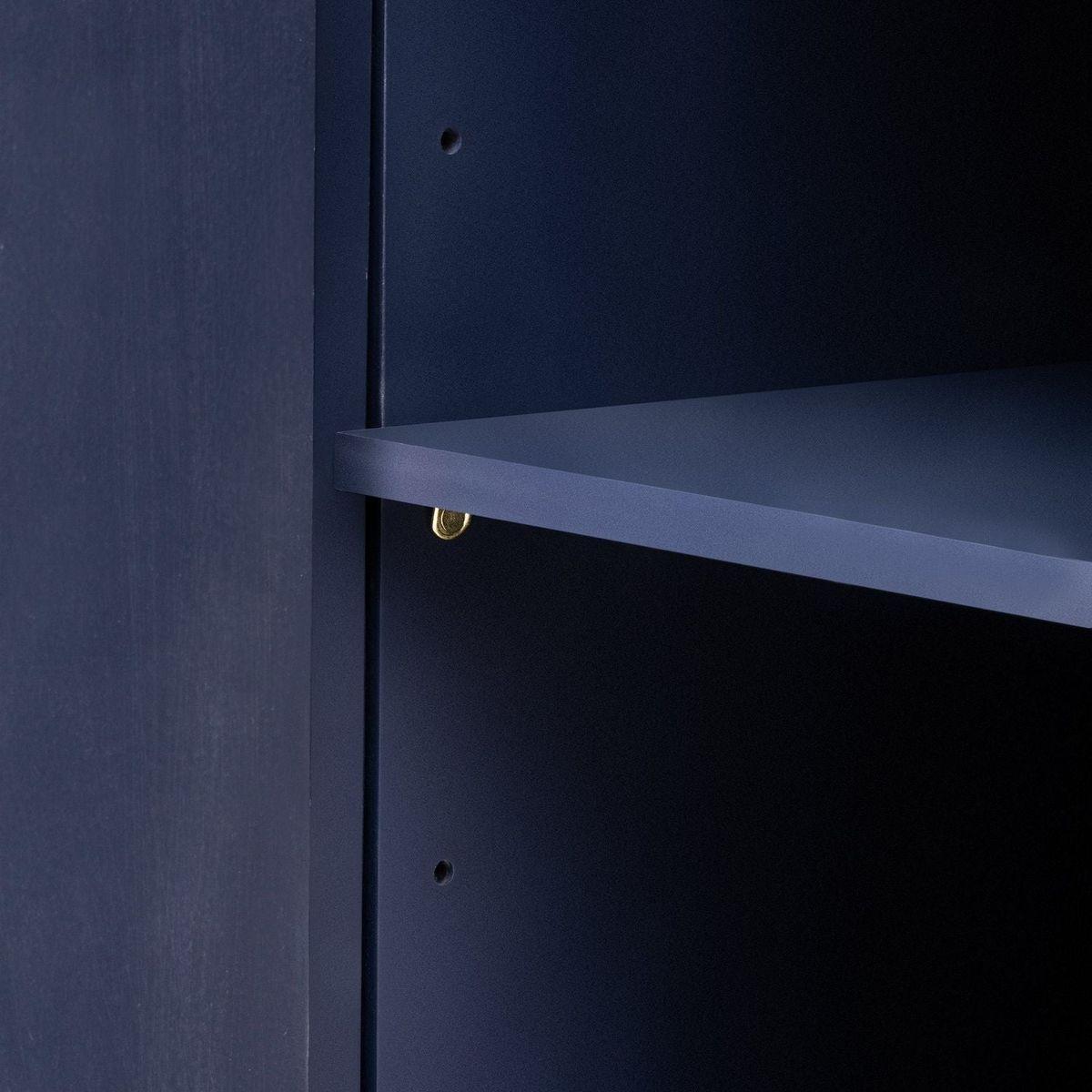 Vertical Striped Door Storage Cabinet with Metal Handles, Adjustable, Suitable for Study, Entryway and Living Room