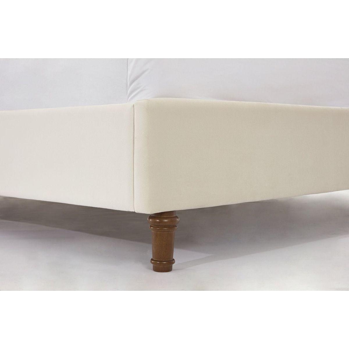 Upholstered King Bed / 54" High Headboard / Traditional Hand Buttoned Tufting / Nailhead Trim Wingback / No Box Spring Needed / Easy Assembly / Ivory Velvet