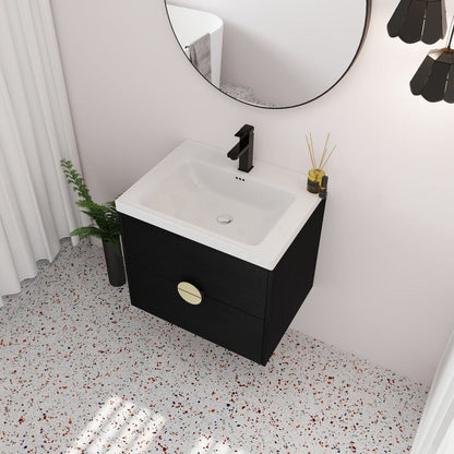 24 Inch Wall-Mounted Bathroom Vanity With Sink, For Small Bathroom (KD-Packing)