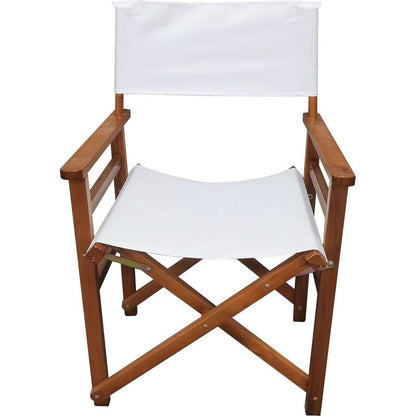 Folding Chair Wooden Director Chair Canvas Folding Chair Folding Chair 2pcs/set populus + Canvas (Color : White)