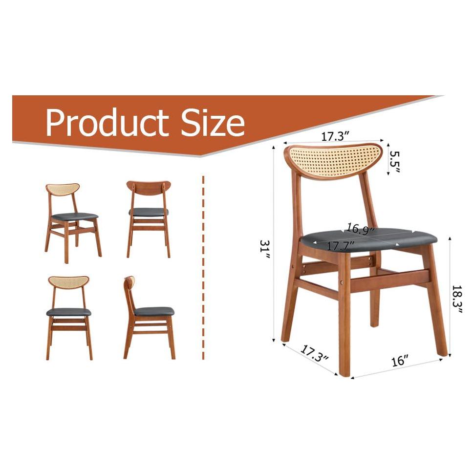 The stylish and durable solid wood dining chair, small curved back, PU cushion, and beautiful shape match perfectly with any room and everyday use