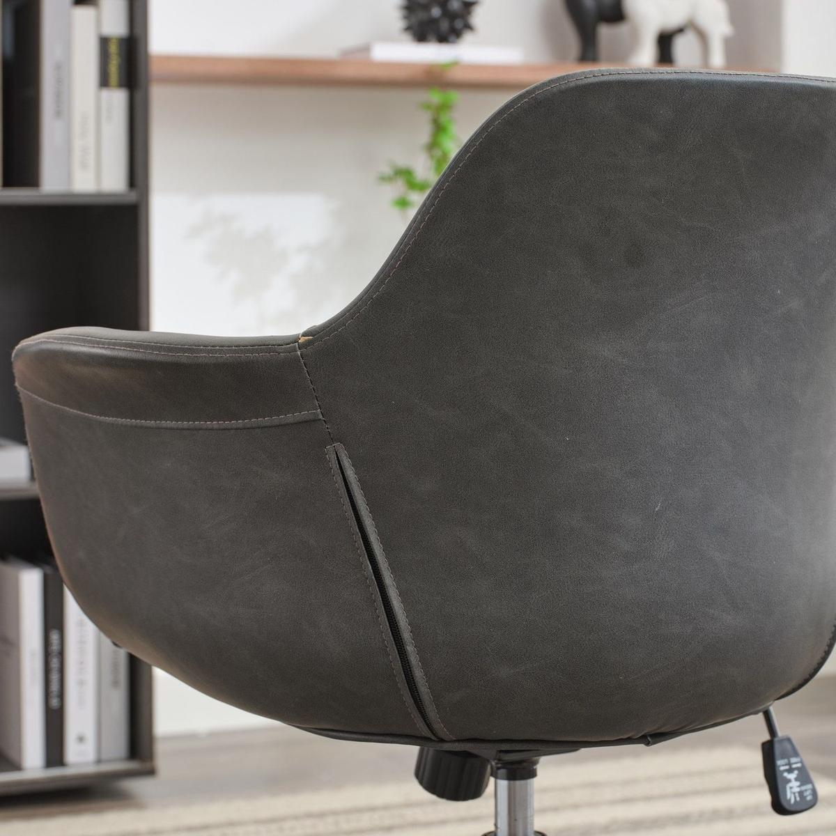 Mid-Century Modern Office Chair,Rolling Swivel Height Adjustable Ergonomic Chair with Frame/Arms ,Back Support Home Desk Chair for Living Room,Studying (Black)