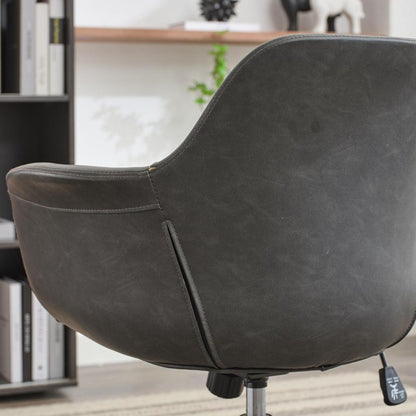 Mid-Century Modern Office Chair,Rolling Swivel Height Adjustable Ergonomic Chair with Frame/Arms ,Back Support Home Desk Chair for Living Room,Studying (Black)