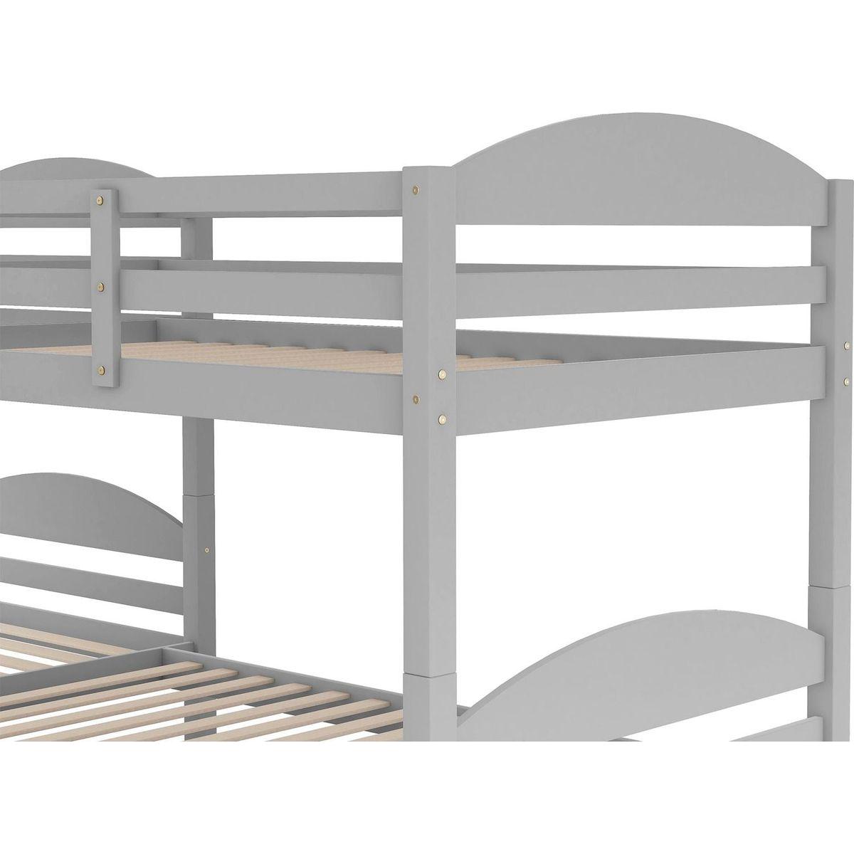 Twin L-Shaped Bunk bed with Trundle-Gray{O