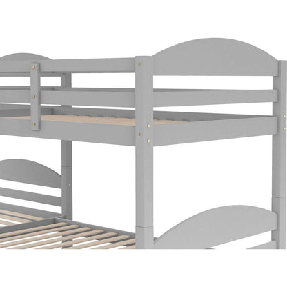 Twin L-Shaped Bunk bed with Trundle-Gray{O