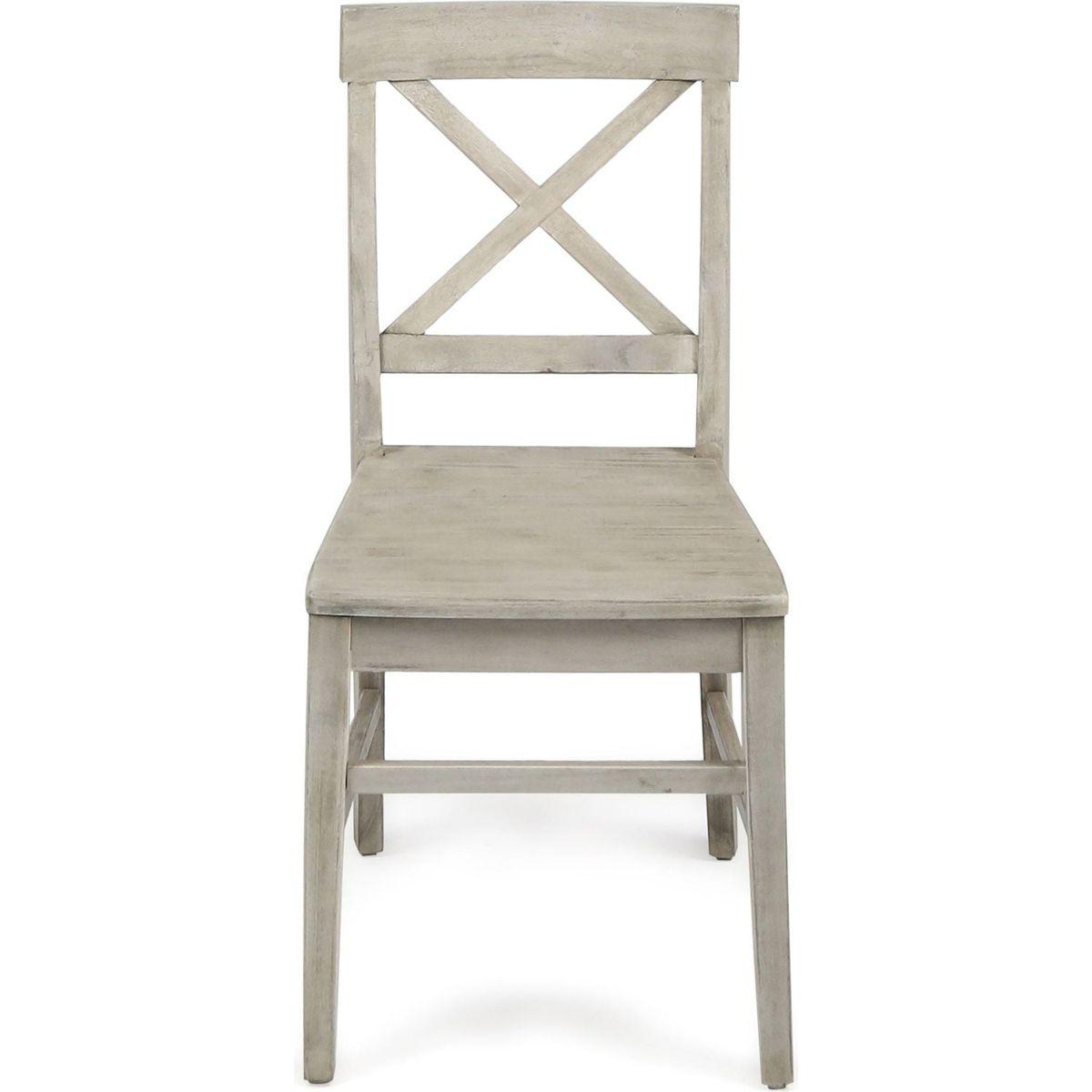 Acacia Wood Dining Chairs, Light Grey Wash, 21D x 17.75W x 35.5H Inch