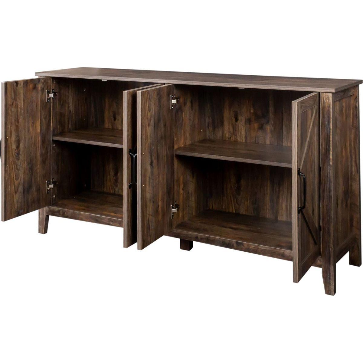 Cabinet with 4 Doors and 4 open shelgves,Freestanding Sideboard Storage Cabinet Entryway Floor Cabinet for Living Room Office Bedroom