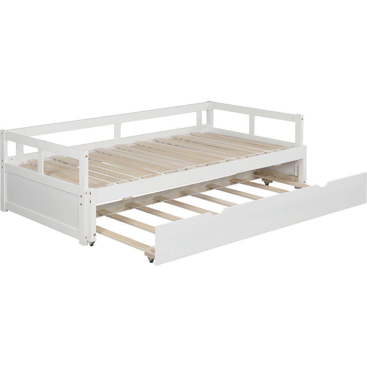 Extending Daybed with Trundle, Wooden Daybed with Trundle, White