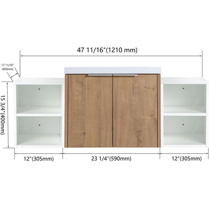 48 Inch Soft Close Doors Bathroom Vanity With Sink, Two Small Storage Shelves, 24" and 12" Combination Cabinet,(KD-Packing)