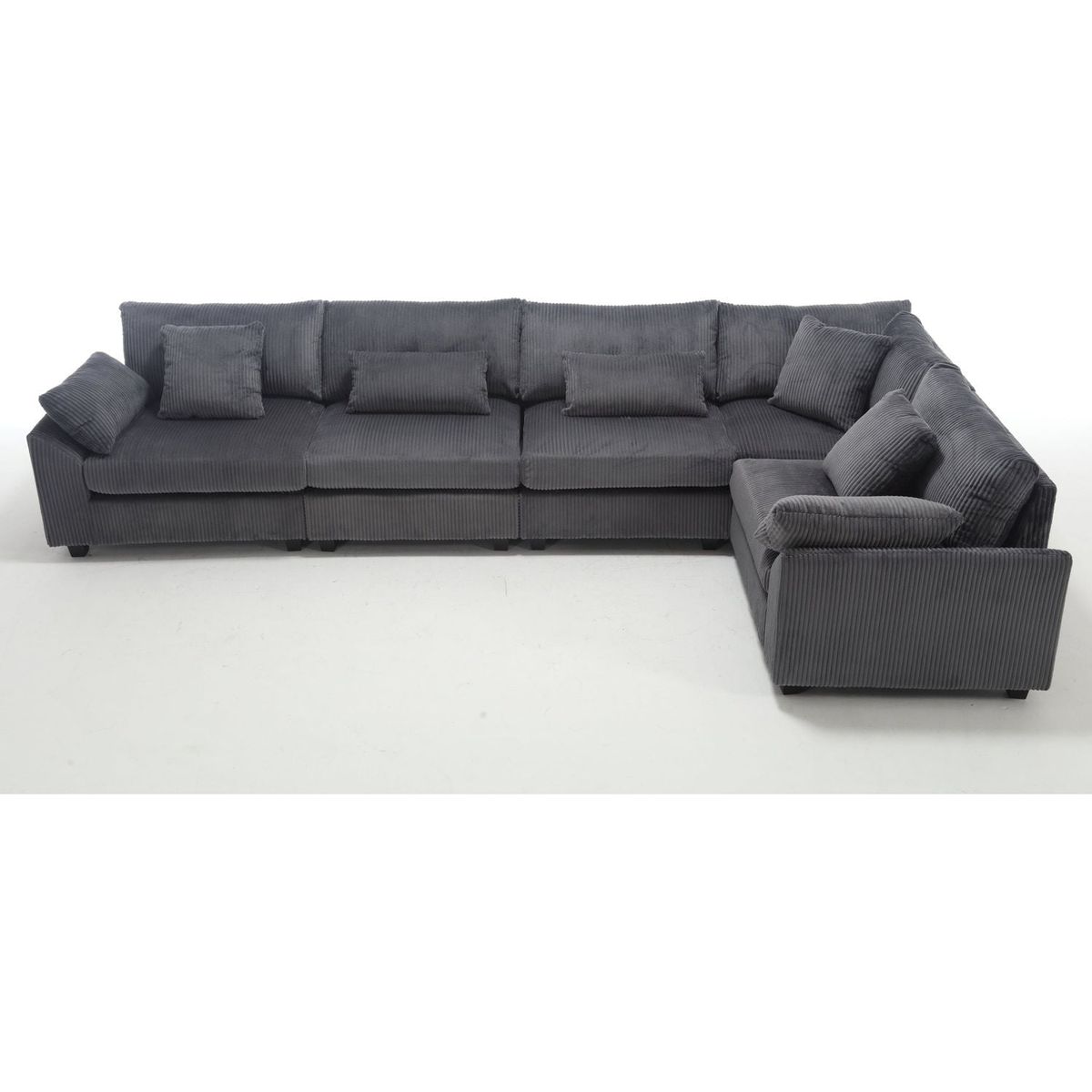{NEW ARRIVAL VIDEO PROVIDED} Oversized Modular Sectional Sofa Couches Set,Corduroy Upholstered Deep Seat Comfy Sofa for Living Room 5 Seat,Dark Gray