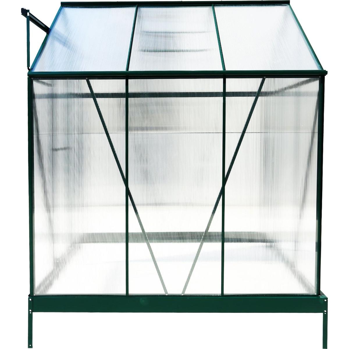 6.3'x6.2'x7' Polycarbonate Greenhouse, Heavy Duty Outdoor Aluminum Walk-in Green House Kit with Rain Gutter, Vent and Door for Backyard Garden, color green