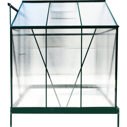 6.3'x6.2'x7' Polycarbonate Greenhouse, Heavy Duty Outdoor Aluminum Walk-in Green House Kit with Rain Gutter, Vent and Door for Backyard Garden, color green