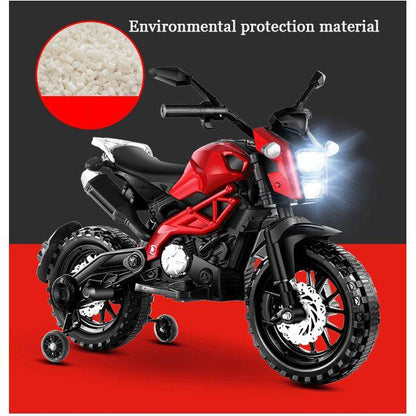 Electric Motorcycle for Kids, kids ride on motorcycle, Tamco 12V Electric Dirt Bike with Training Wheels, Hand Racing Foot Brake,PU seat, Ride on Motorcycle for 3~6 years Boys Girls gift