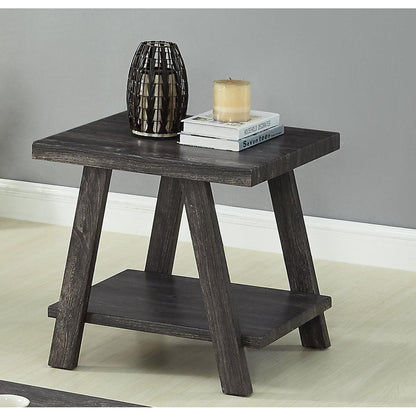Athens Contemporary Replicated Wood Shelf End Table in Charcoal Finish