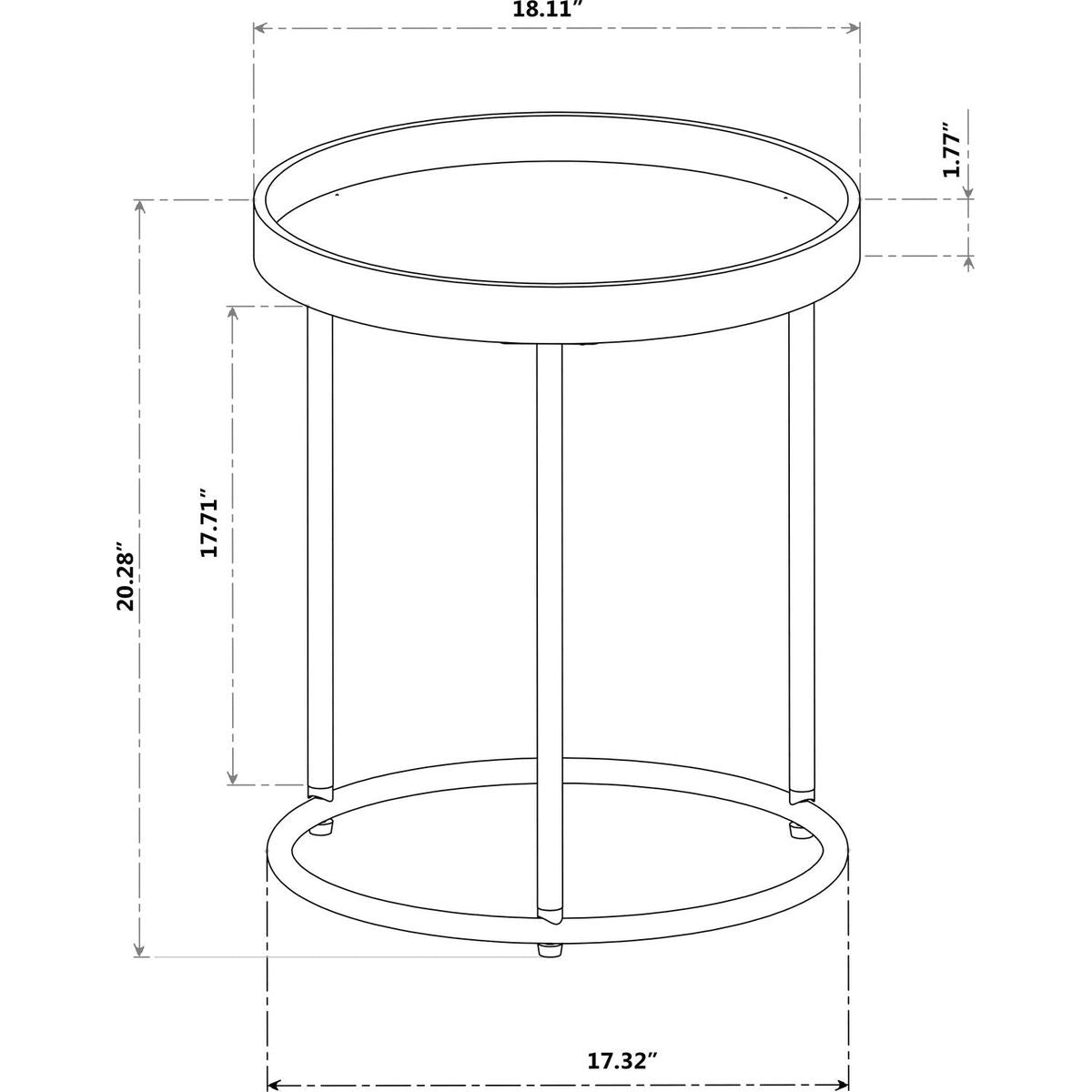Genoa Round Tray Table with Metal Frame, Espresso