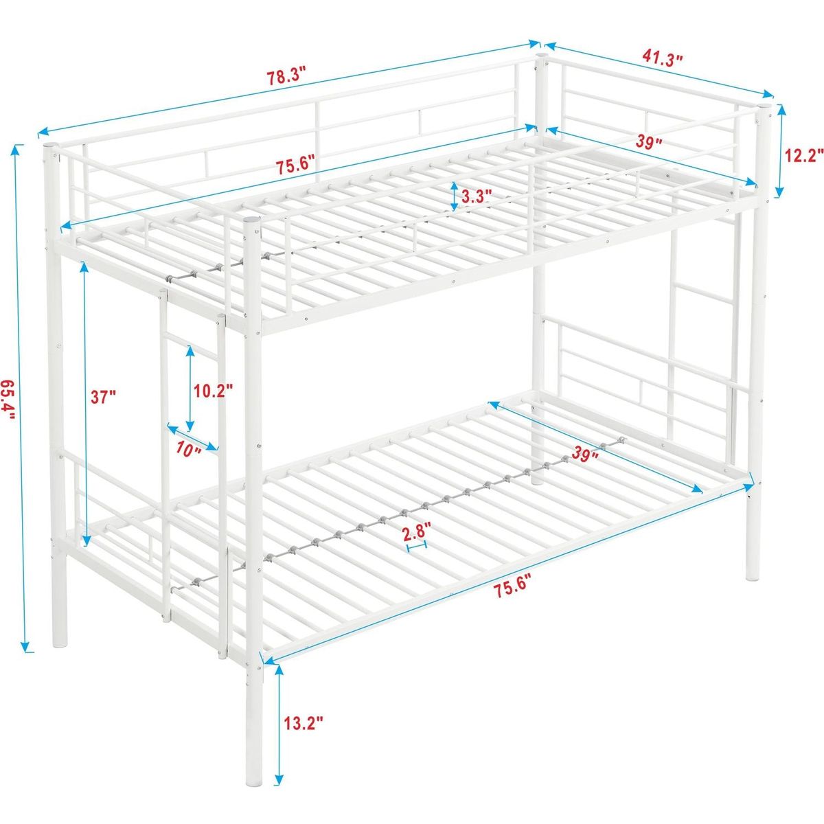 METAL BUNK BED WHITE