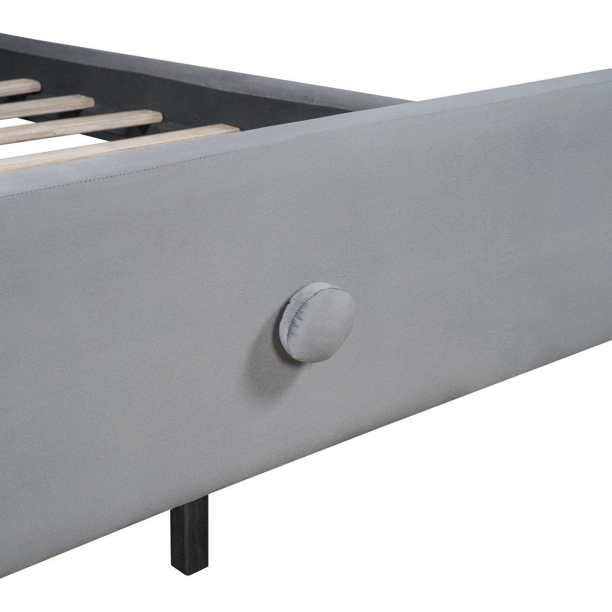 Full Size Upholstered Platform Bed with Koala-Shaped Headboard, Gray