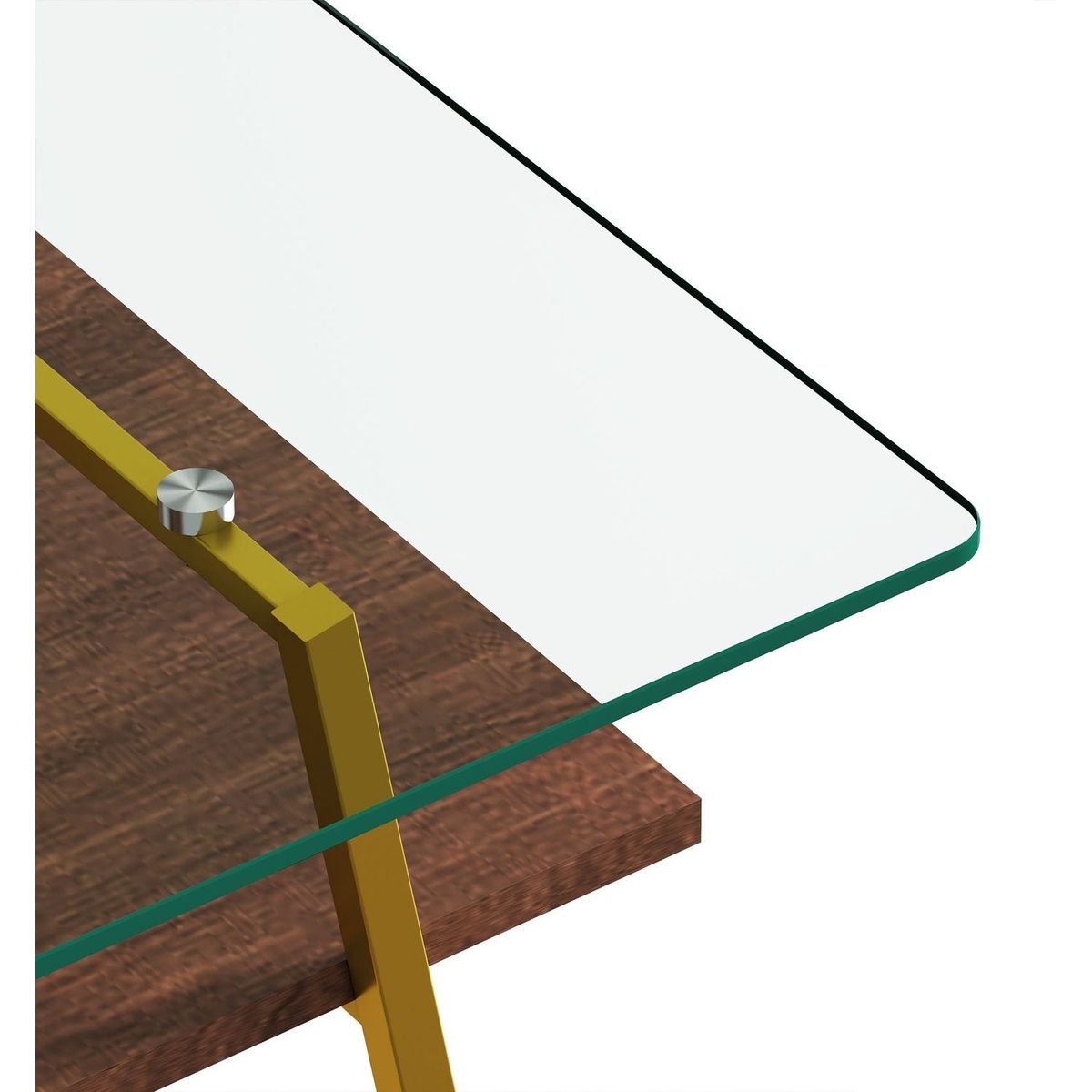 Rectangle Coffee Table, Tempered Glass Tabletop with Gold Metal Legs, Modern Table for Living Room, Transparent Glass