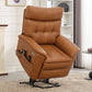 Dual Motor Power Lift Recliner Chair for Elderly, One Touch Reset, Lay Flat Leather Lift Chair with Massage and Heat, USB & Type C Ports, Electric Recliner Chairs for Seniors, Caramel Medium