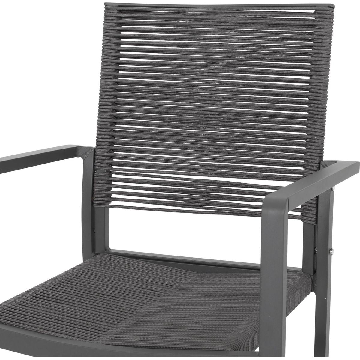 Outdoor Modern Aluminum Dining Chair with Rope Seat (Set of 2), Gray and Dark Gray - Streamdale Furniture