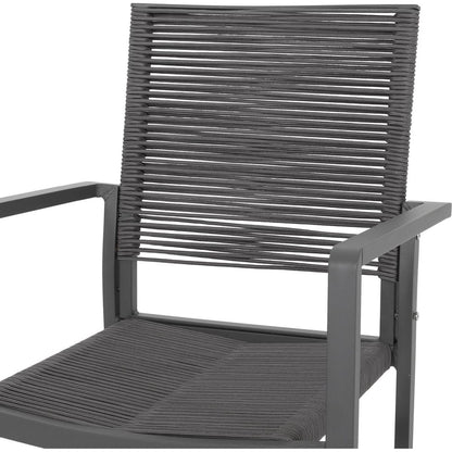 Outdoor Modern Aluminum Dining Chair with Rope Seat (Set of 2), Gray and Dark Gray - Streamdale Furniture