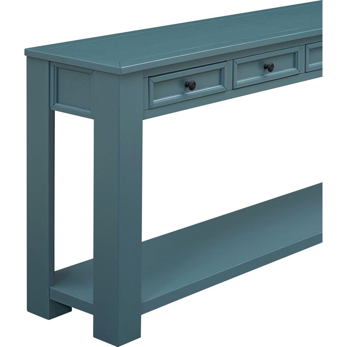 Console Table/Sofa Table with Storage Drawers and Bottom Shelf for Entryway Hallway(Dark Blue)