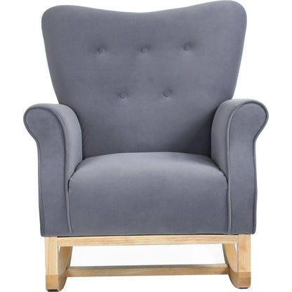 Modern Rocking Chair, Upholstered Accent Chair for Nursery, Playroom, Bedroom and Living Room, Small Contemporary Rocker, Kids Cushioned Arm Chair, Grey