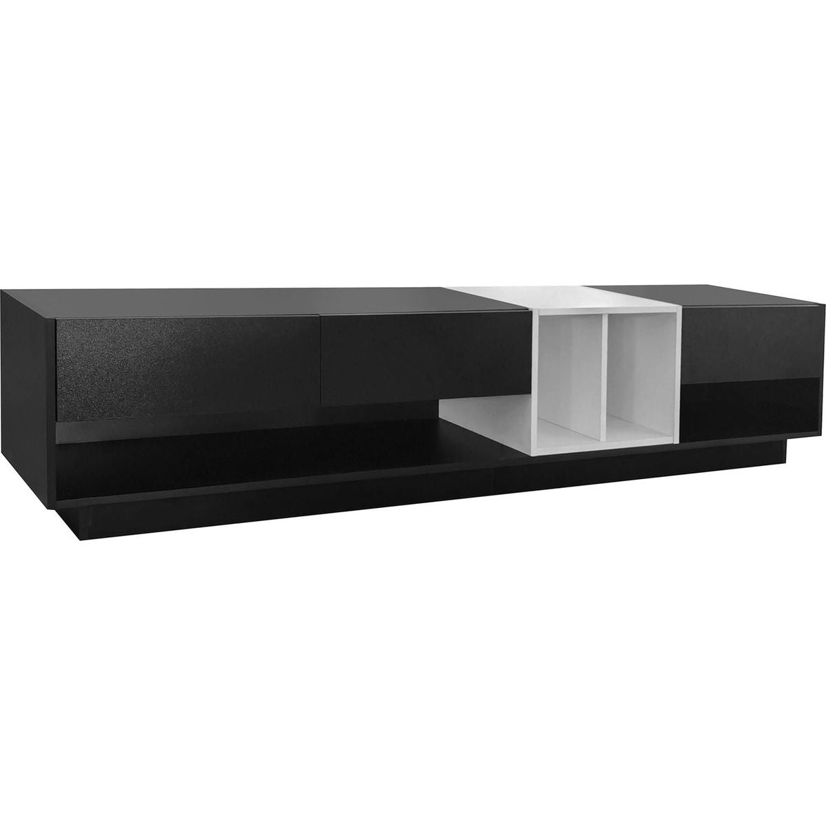 Sleek and Stylish TV Stand with Perfect Storage Solution, Two-tone Media Console for TVs Up to 80", Functional TV Cabinet with Versatile Compartment for Living Room, Black