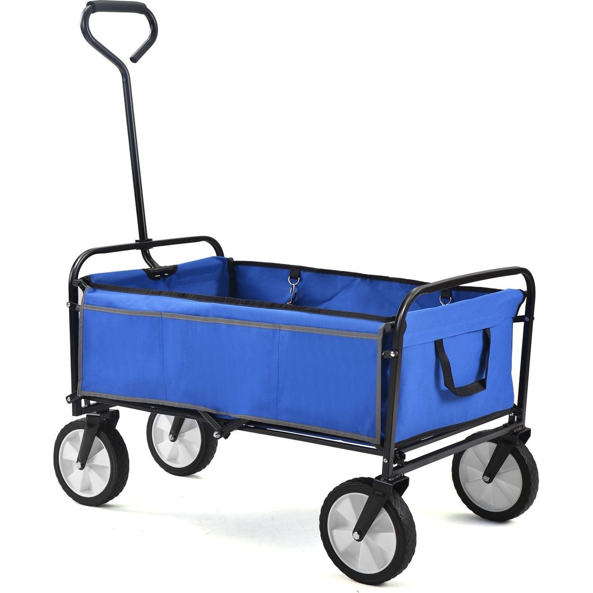 Folding Wagon Garden Shopping Beach Cart (Blue)