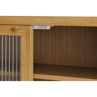 24.8"Glass Door Vintage Double Door Wall Cabinet With Three Tiers of Storage With Towel Rack,for Bathroom, Kitchen,,Dining Room,,Original Wood Color