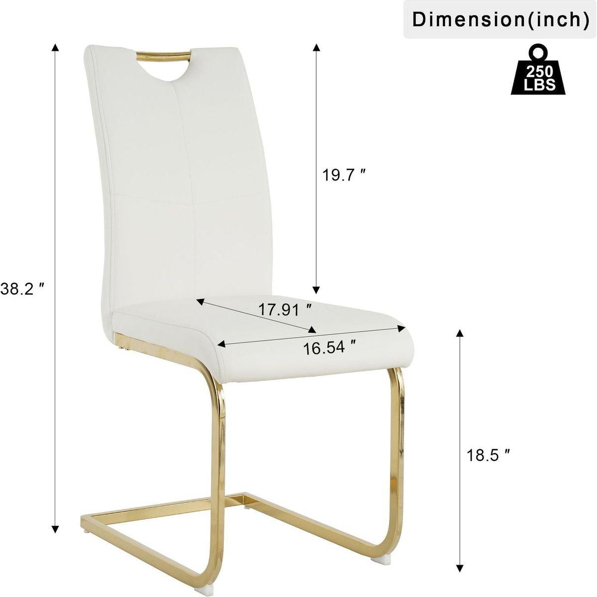 Modern Dining Chairs with Faux Leather Padded Seat Dining Living Room Chairs Upholstered Chair with gold Metal Legs Design for Kitchen, Living, Bedroom, Dining Room Side Chairs Set of 4