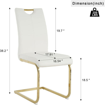 Modern Dining Chairs with Faux Leather Padded Seat Dining Living Room Chairs Upholstered Chair with gold Metal Legs Design for Kitchen, Living, Bedroom, Dining Room Side Chairs Set of 4