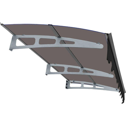 GarLUGH DA7934C Series Door Window Awning Canopy Made of 0.137 Inch Thick Crystal Solid Polycarbonate Sheet and Aluminum Alloy with Valance in size of 79" Wide x 34" Deep for Masonry Concrete Wall