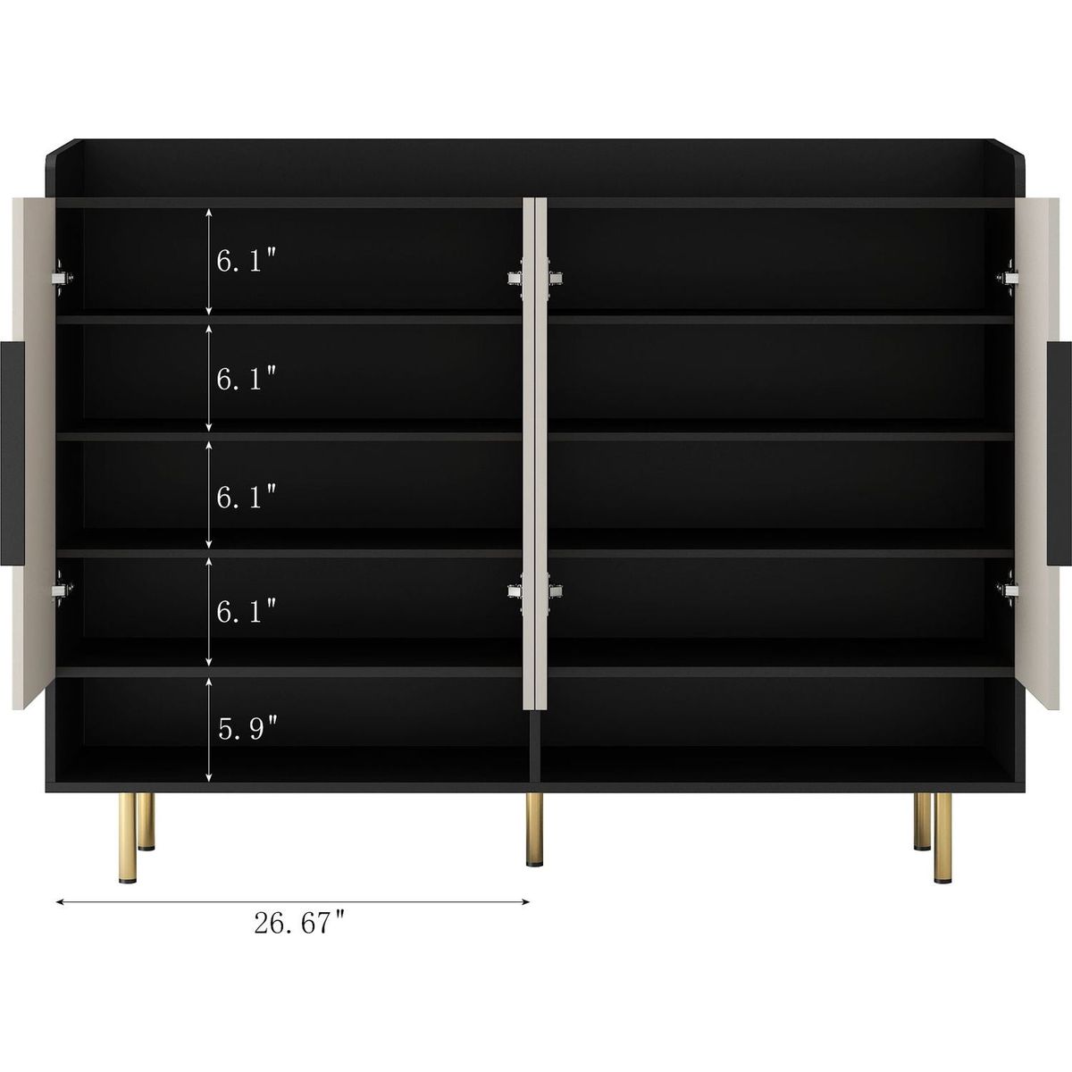 Shoe Cabinet with 4 Doors Large Modern Shoe Storage Organizer Cabinet with Adjustable Shelves for Entryway Black Shoe Rack Cabinet for Living room, bedroom