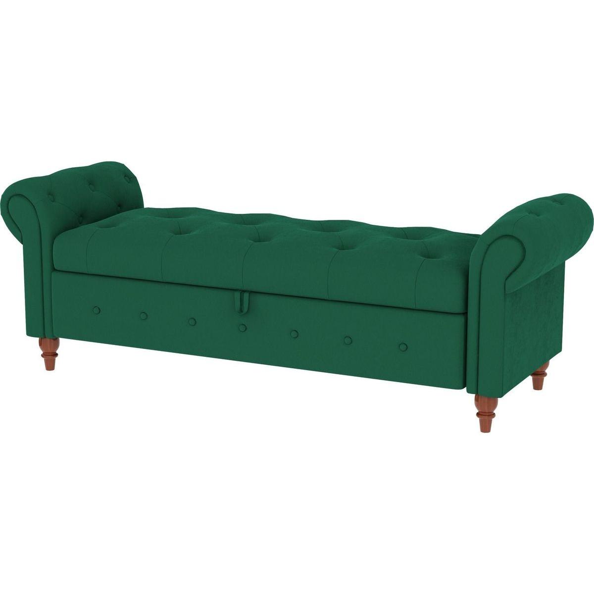 63" Bed Bench Green Velvet