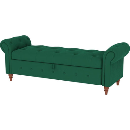 63" Bed Bench Green Velvet