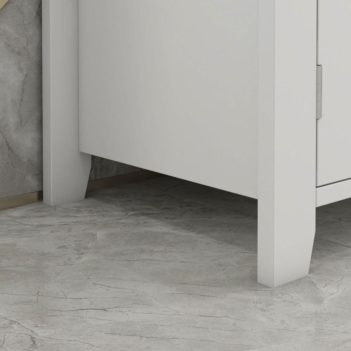 kleankin Pedestal Sink Storage Cabinet, Under Sink Cabinet, Bathroom Vanity Cabinet with U-Shape and Adjustable Internal Shelf, White