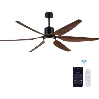 66" Vintage Ceiling Fan Lighting with Brown Blades in Integrated LED