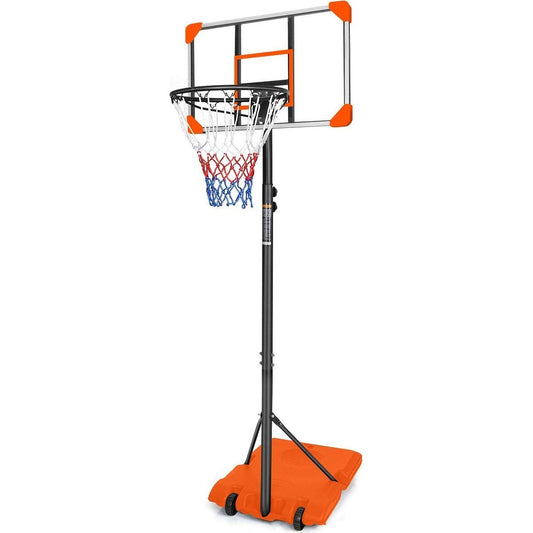 Portable Basketball Goal System with Stable Base and Wheels, use for Indoor Outdoor teenagers youth height adjustable 5.6 to 7ft Basketball Hoop 28 Inch Backboard
