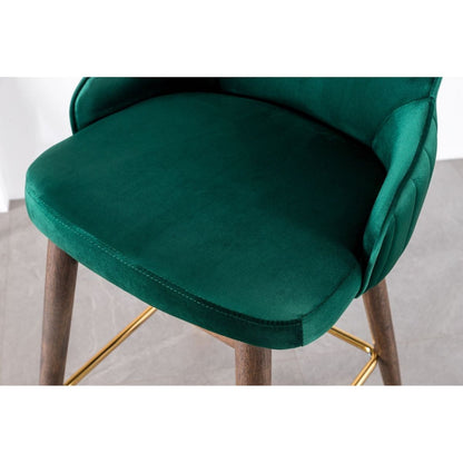 Leland Fabric Upholstered Wingback Bar Stools, Set of 2, Green