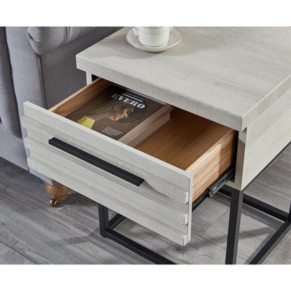 Celestial Contemporary Storage End table, White