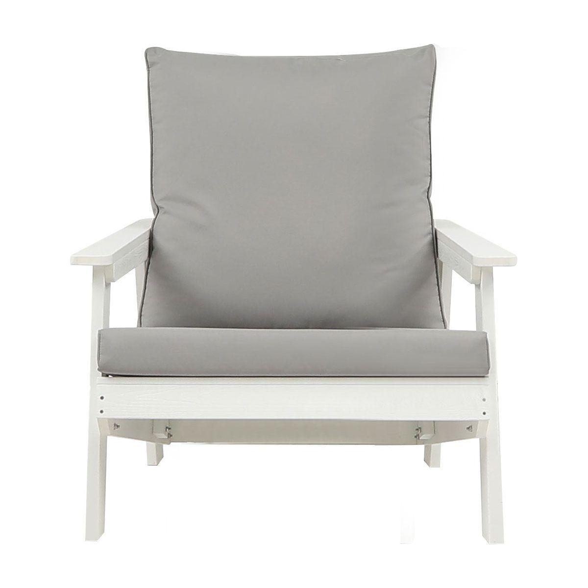 HIPS All-Weather Outdoor Single Sofa with Cushion, White/Grey